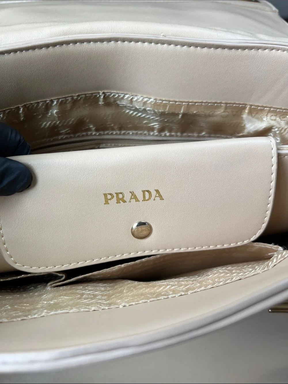 Prada Beige Leather Satchel with Gold Hardware